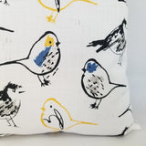 Deep Yellow, Blue, and White Pillow Cover Bird Pillow
