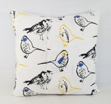 Deep Yellow, Blue, and White Pillow Cover Bird Pillow