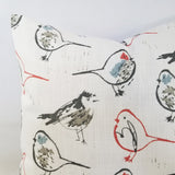 Scarlet Red, Grey, and White Pillow Cover Bird Pillow