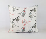 Scarlet Red, Grey, and White Pillow Cover Bird Pillow