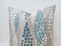 Fountain Blue and Grey Pillow Cover Floral Pillow