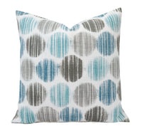 Fountain Blue and Grey Pillow Cover Dot Pillow