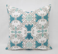 Fountain Blue and Grey Pillow Cover Geometric Pillow