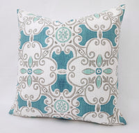 Fountain Blue and Grey Pillow Cover Geometric Pillow