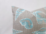 Fountain Blue and Grey Pillow Cover Nautical Pillow