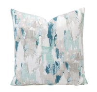 Fountain Blue and Grey Pillow Cover Abstract Pillow