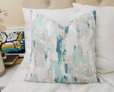 Fountain Blue and Grey Pillow Cover Abstract Pillow