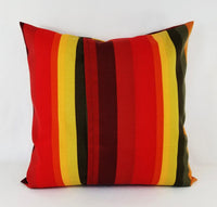 Outdoor Red Orange and Green Pillow Cover Striped Pillow