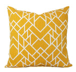 Deep Yellow and White Pillow Cover Geometric Lines Pillow