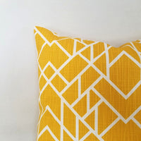 Deep Yellow and White Pillow Cover Geometric Lines Pillow