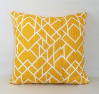 Deep Yellow and White Pillow Cover Geometric Lines Pillow