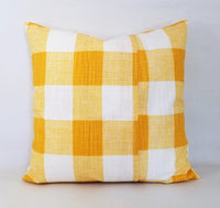 Deep Yellow and White Pillow Cover Buffalo Check Pillow