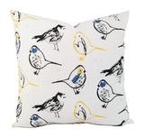 Deep Yellow, Blue, and White Pillow Cover Bird Pillow