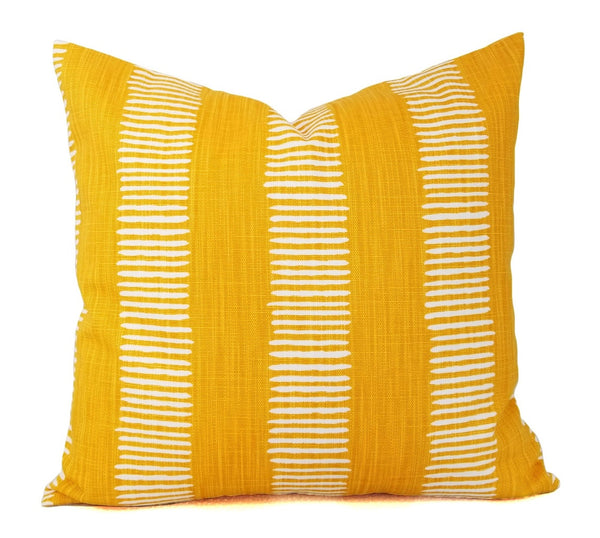 Deep Yellow and White Pillow Cover Striped Pillow