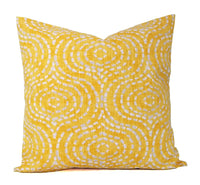 Deep Yellow and White Pillow Cover Geometric Lines Pillow