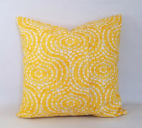 Deep Yellow and White Pillow Cover Geometric Lines Pillow