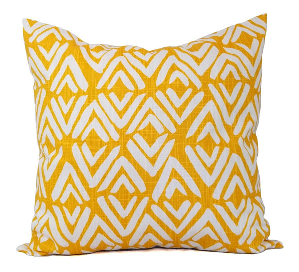 Deep Yellow and White Pillow Cover Geometric Pillow