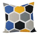 Deep Yellow, Blue, and White Pillow Cover Hexagon Pillow