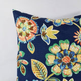 Outdoor Dark Blue Pillow Cover Floral Pillow