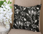 Floral Pillow Cover in Soft Black and White