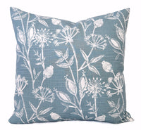 Floral Pillow Cover in Soft Blue and White