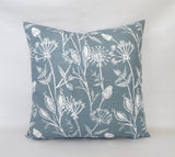 Floral Pillow Cover in Soft Blue and White