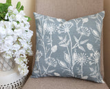 Floral Pillow Cover in Soft Blue and White