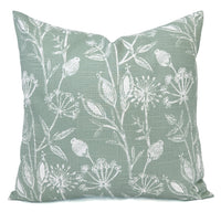 Floral Pillow Cover in Soft Green and White