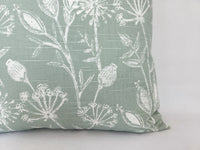 Floral Pillow Cover in Soft Green and White