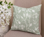 Floral Pillow Cover in Soft Green and White