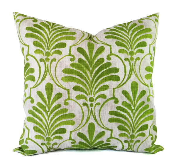 Outdoor Green Pillow Cover Large Damask Pillow CastawayCoveDecor