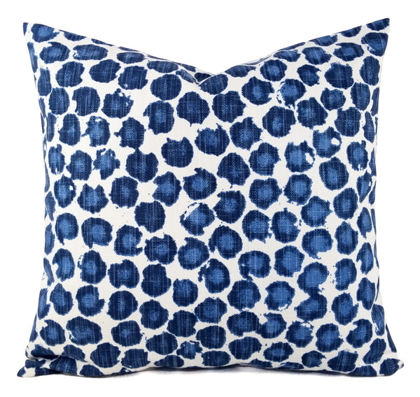 Prussian Blue Pillow Cover Dots Pillow