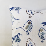 Regal Blue, Brown, and White Pillow Cover Bird Pillow