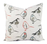 Scarlet Red, Grey, and White Pillow Cover Bird Pillow