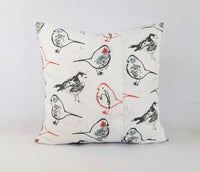 Scarlet Red, Grey, and White Pillow Cover Bird Pillow